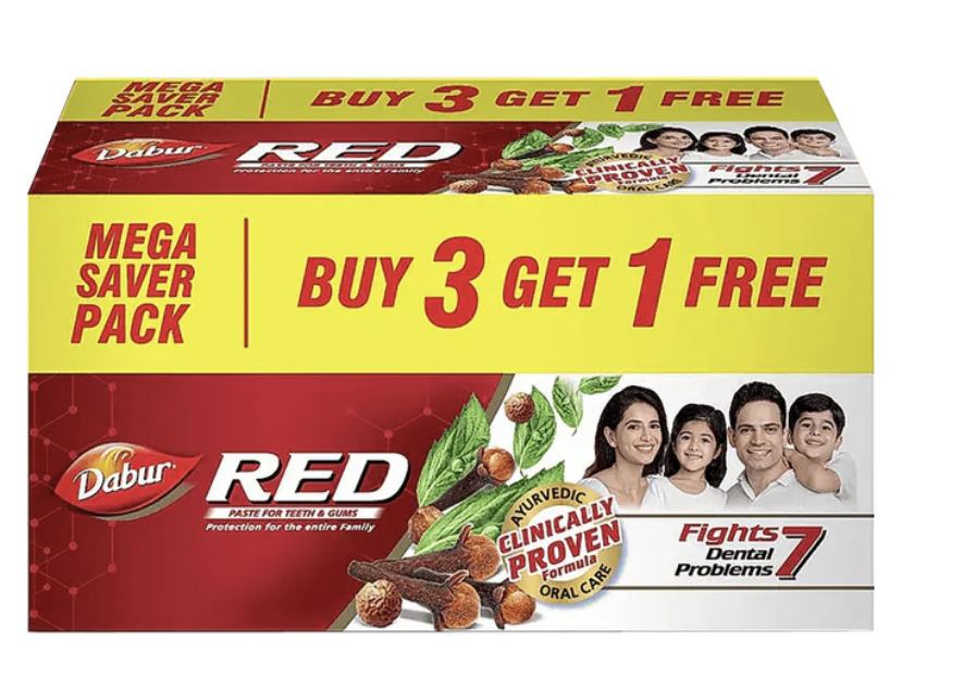 Dabur Red Toothpaste (Buy 3 Get 1 Free) | Fluoride-Free | World
